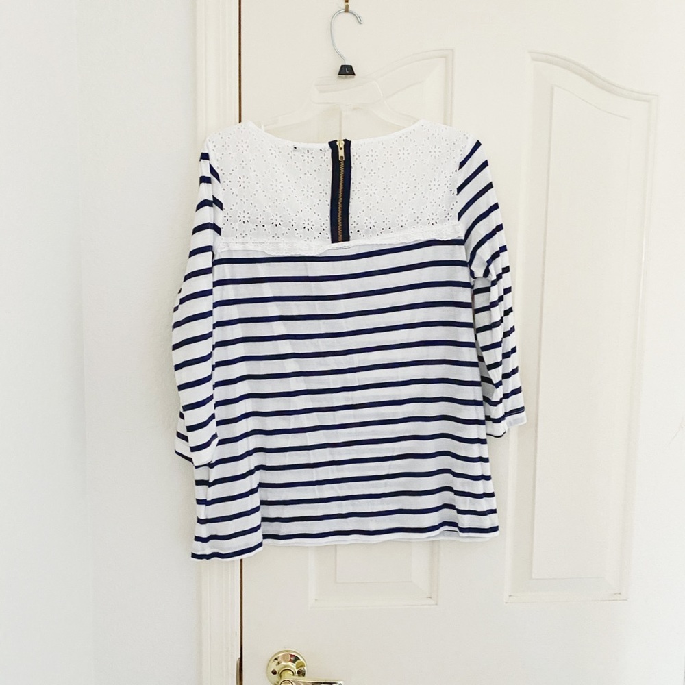 H&M Navy & White Stripe 3/4 Sleeve Shirt - Picture 3 of 3